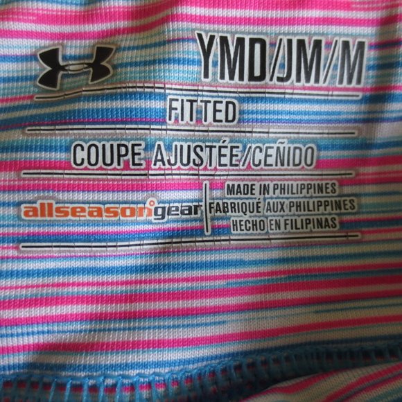 4/$14 Under Armour Girls Fitted Athletic Capris White Blue Pink Size M - Picture 3 of 6